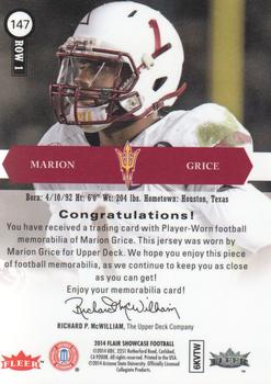 2014 Flair Showcase - Jerseys #147 Marion Grice Back