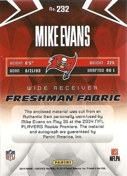2014 Panini Certified - Blue #232 Mike Evans Back