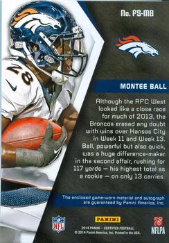 2014 Panini Certified - Fabric of the Game Autographs Prime #FS-MB Montee Ball Back