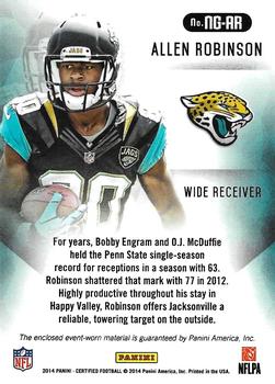 2014 Panini Certified - New Generation Materials #NG-AR Allen Robinson Back
