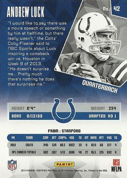 2014 Panini Certified - Red #42 Andrew Luck Back