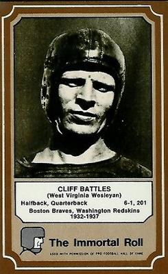 1975 Fleer Football Patches - Immortal Roll #2 Cliff Battles Front