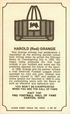 1975 Fleer Football Patches - Immortal Roll #4 Red Grange Back