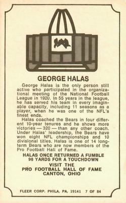 1975 Fleer Football Patches - Immortal Roll #7 George Halas Back