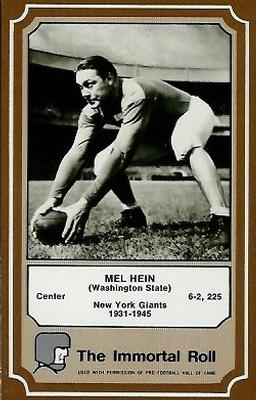 1975 Fleer Football Patches - Immortal Roll #12 Mel Hein Front