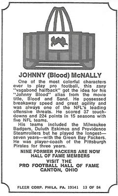 1975 Fleer Football Patches #13 John McNally Back