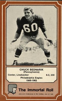 1975 Fleer Football Patches - Immortal Roll #22 Chuck Bednarik Front