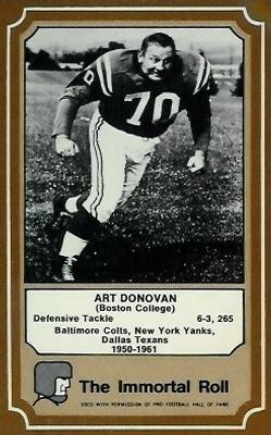 1975 Fleer Football Patches - Immortal Roll #25 Art Donovan Front