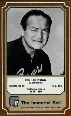 1975 Fleer Football Patches - Immortal Roll #33 Sid Luckman Front