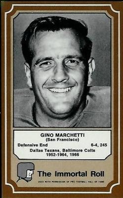 1975 Fleer Football Patches - Immortal Roll #34 Gino Marchetti Front