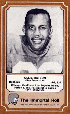1975 Fleer Football Patches - Immortal Roll #35 Ollie Matson Front