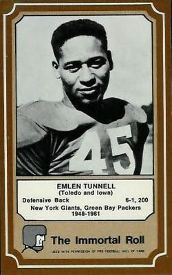 1975 Fleer Football Patches - Immortal Roll #44 Emlen Tunnell Front