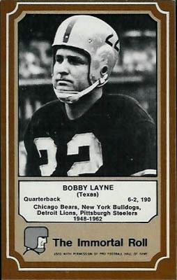 1975 Fleer Football Patches - Immortal Roll #49 Bobby Layne Front