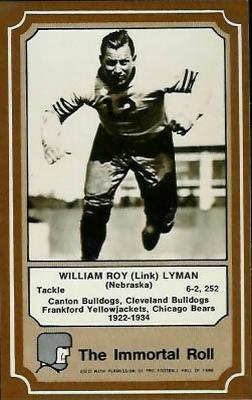 1975 Fleer Football Patches - Immortal Roll #52 Link Lyman Front