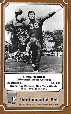 1975 Fleer Football Patches - Immortal Roll #73 Arnie Herber Front