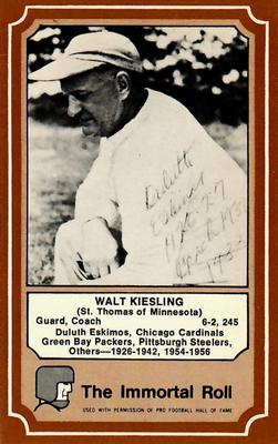 1975 Fleer Football Patches - Immortal Roll #74 Walt Kiesling Front