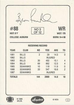 1988 Snyder's Seattle Seahawks #3 Byron Franklin Back