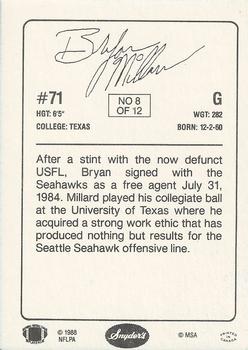 1988 Snyder's Seattle Seahawks #8 Bryan Millard Back