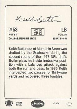 1988 Snyder's Seattle Seahawks #10 Keith Butler Back