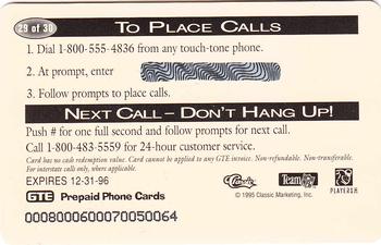 1995 Pro Line Series II - Phone Cards $1 #29 Deion Sanders Back