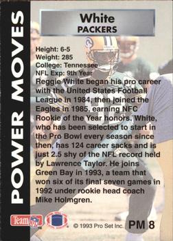 1993 Pro Set Power - Power Moves #PM8 Reggie White Back