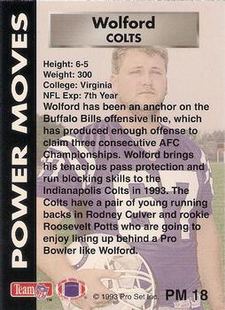 1993 Pro Set Power - Power Moves #PM18 Will Wolford Back