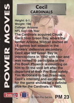 1993 Pro Set Power - Power Moves #PM23 Chuck Cecil Back