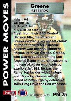 1993 Pro Set Power - Power Moves #PM25 Kevin Greene Back