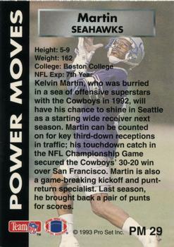 1993 Pro Set Power - Power Moves #PM29 Kelvin Martin Back