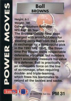 1993 Pro Set Power - Power Moves Gold #PM31 Jerry Ball Back
