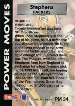 1993 Pro Set Power - Power Moves Gold #PM34 John Stephens Back