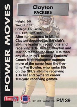 1993 Pro Set Power - Power Moves Gold #PM39 Mark Clayton Back