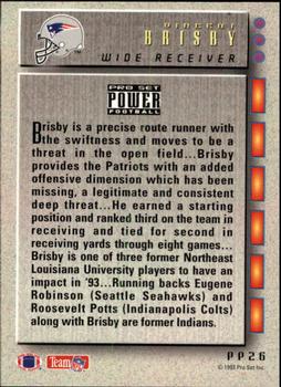 1993 Pro Set Power Update - Power Prospects #PP26 Vincent Brisby Back