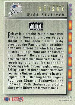1993 Pro Set Power Update - Power Prospects Gold #PP26 Vincent Brisby Back