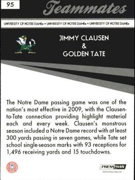 2010 Press Pass #95 Jimmy Clausen / Golden Tate Back