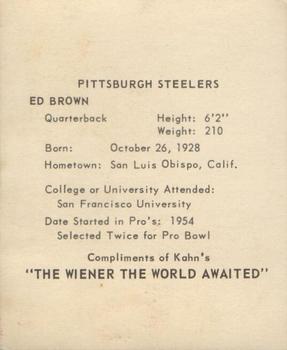 1964 Kahn's Wieners #NNO Ed Brown Back