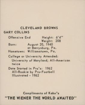 1964 Kahn's Wieners #NNO Gary Collins Back