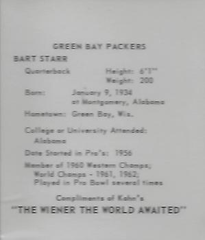 1964 Kahn's Wieners #NNO Bart Starr Back