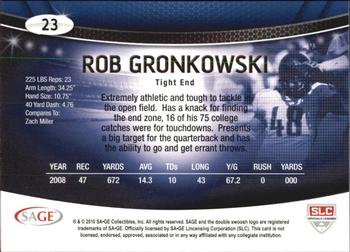2010 SAGE #23 Rob Gronkowski Back