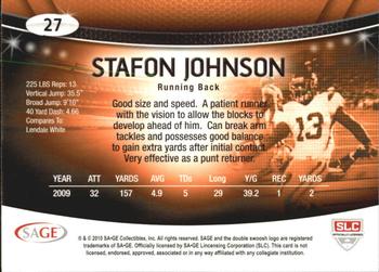 2010 SAGE #27 Stafon Johnson Back