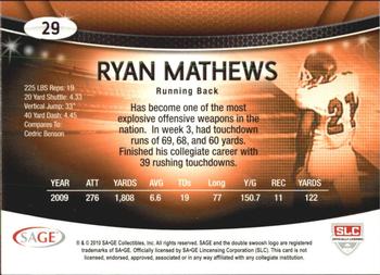 2010 SAGE #29 Ryan Mathews Back