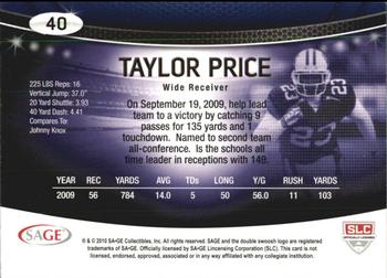 2010 SAGE #40 Taylor Price Back