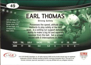 2010 SAGE #49 Earl Thomas Back