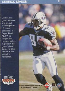 2000 Collector's Edge Super Bowl XXXIV #T6 Derrick Mason Back