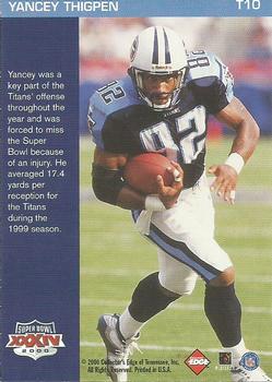 2000 Collector's Edge Super Bowl XXXIV #T10 Yancey Thigpen Back