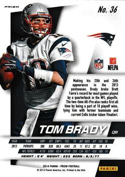 2014 Panini Prizm - Prizms #36 Tom Brady Back