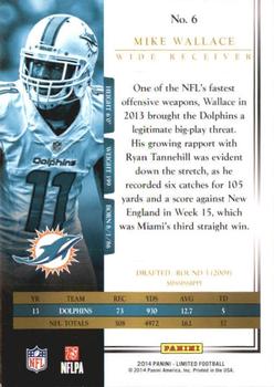 2014 Panini Limited #6 Mike Wallace Back