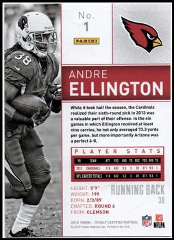 2014 Panini Totally Certified #1 Andre Ellington Back