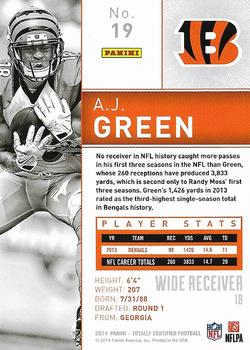 2014 Panini Totally Certified #19 A.J. Green Back