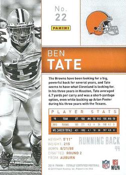2014 Panini Totally Certified #22 Ben Tate Back